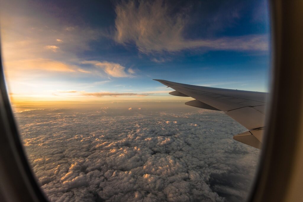 travel, plane, sunset, airplane, trip, nature, horizon, success, brown travel, brown sunset, brown plane, brown airplane